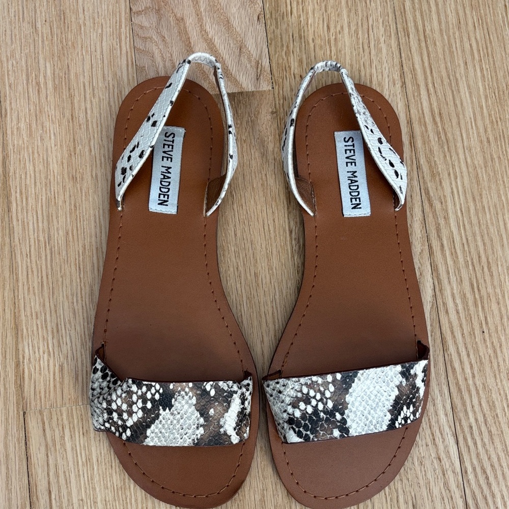 Steve Madden Snakeskin Sandals - Brown and White